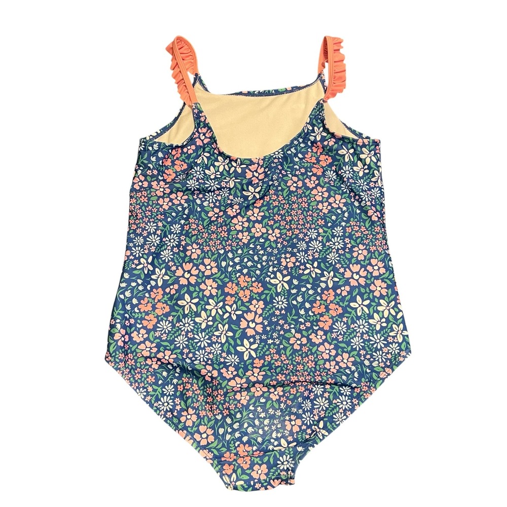 Wallflower Kids Blue Floral Ruffle Strap One Piece Swimsuit Size 16 - Picture 4 of 5